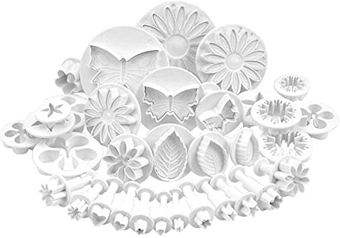 Ensemble De 33 Ustensiles pour DéCoration De GâTeau/Emporte-PièCes avec Poussoirs/Tampons Fleurs, Feuilles Et Diverses Formes pour DéCoration Pte à Sucre, Biscuit, Gteau