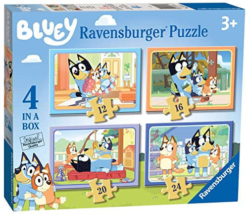 Ravensburger - Personaggi Bluey Puzzles 4 Pack | Puzzle Bambini 3 Anni O Più | 19x14 Cm | 12, 16, 20 E 24 Pezzi | Regalo Bambino 3 Anni | Casa Di Bluey