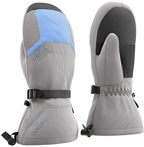 Gordini Women's Ski Mittens Cold Weather Waterproof Gore-tex Insulated Gauntlet Snow (Small, Clay Grey Slate Blue)