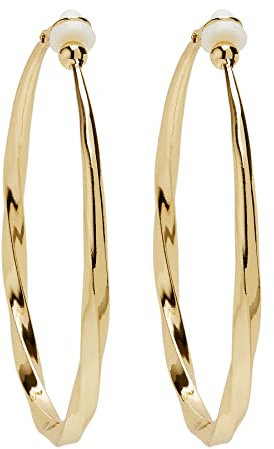 Boucles d'oreilles clips - Plaqué or grands cerceaux torsadés - Créoles - Dhana