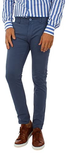 Ciabalù Pantaloni Uomo Eleganti Estivi Slim Fit Pantalone in Cotone Leggero Chino Tasca America (Blu Navy, 50)