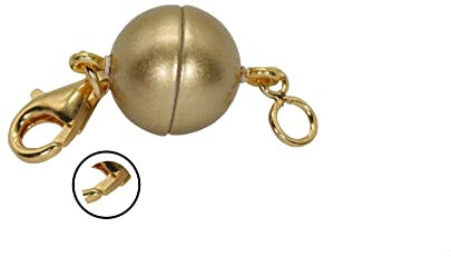 Magnetverschluss mit Doppelkarabiner oder Öse in 925 Silber 24k vergoldet, mehrere Varianten (8, 1x Karabiner + 5mm Öse matt Gold)