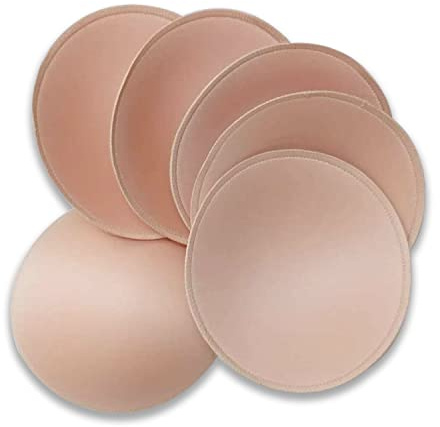 WMugthome 3 pairs C/D/DD Cup Round Soft Bra Inserts Pads Removable for Sport Bra Cups insert and Bikini Top Swimsuit Inserts (C CUP, Beige)