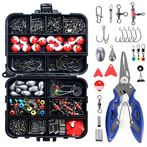 doorslay 263-teiliges Angelzubehör-Set mit Tackle-Box, einschließlich Zange, Jig-Haken, Bleigewicht, Wirbel, Druckknöpfe, Bleigleiter