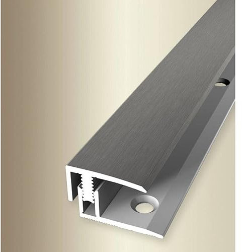 PROVISTON | Profilé de finition sol stratifié | Largeur 21 mm | Niveau de rattrapage 7-12 mm | Longueur 900 mm | Profilé en alu | Profilé d'arrêt | Aspect inox | 1 pièce