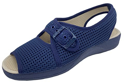 DeValverde - Zapatillas Clásicas Mujer - Calzado para Pies Delicados - Verano - Cierre Velcros - Suela Antideslizante - Plantilla Acolchada - Tallas 35-42UE (Marino Rejilla, numeric_39)