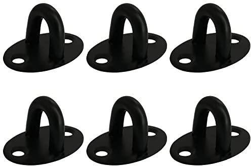 YYANGZ 6 Set schwarze Edelstahl Deckenhaken Ring Haken Pad, U-förmige Ösenplatte mit Schrauben und Kunststoffankern, Wandhalterung Pad Eye Plate Top Hook, Pad Eye