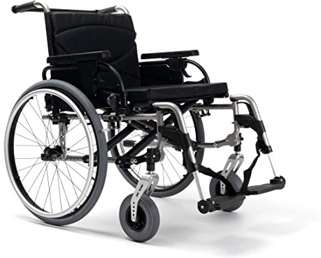 FabaCare Schwerlastrollstuhl V300 XL, XL Rollstuhl bis 170 kg belastbar, Faltrollstuhl, Transportrollstuhl, zusammenklappbar, Sitzbreite: 56 cm