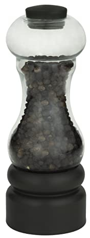 GMill by Grunwerg PET Salt or Pepper Mill with Adjustable Ceramic Grinder, Easy Fill, 16cm, SP-110BK, Matt Black