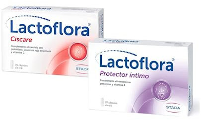 Lactoflora Probiótico Ciscare para molestias Urinarias con Arándano Rojo Americano, 30 Cápsulas + Probiótico Protector Íntimo para desequilibrios flora vaginal, 20 Cápsulas