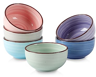 Selamica Ceramic Mini Bowls, 4 OZ Dipping Bowls, 3.5 Inch Gradient Color Set of 6, Microwave & Dishwasher Safe