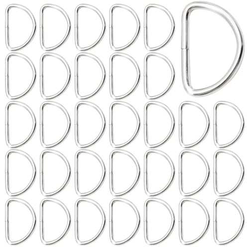 Hocansen Metall D Ring Schnalle 1.5/2/2.5/3.2/3.8cm Gurtbänder Schnalle Silber Halbringe Gurtversteller für Rucksack, Taschen und Haustier Halsband