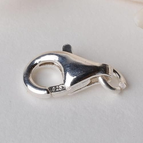 Kettenglieder, Verbinder Karabinerverschluss aus massivem 925er-Sterlingsilber, Schnappverschluss mit 10 offenen Biegeringen (Size : 9mm)