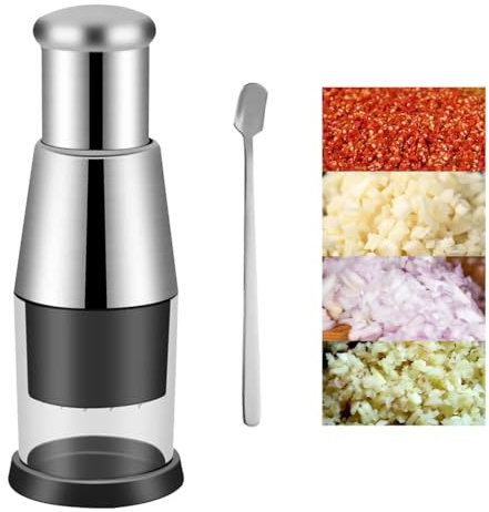 Knoblauchpresse Edelstahl, Knoblauchschneider Mit Ein Quadratischer Löffel, Manuelle Multifunktional Knoblauchpresse Für Knoblauch Paprika Und Zwiebeln (silbrig)