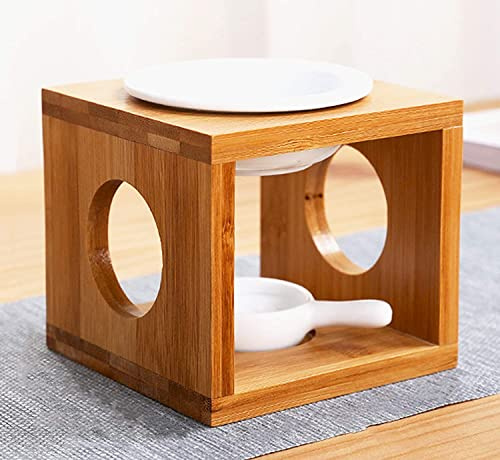 Duftlampe Teelicht,Aromalampe aus Keramik Bambus,Wachs Duftlampe für ätherische Öle,Stövchen für ätherische Öle, Duftöl und Duftwachs,Teelichthalter Öl Brenner für Zuhause,Büro,Spa,Yoga