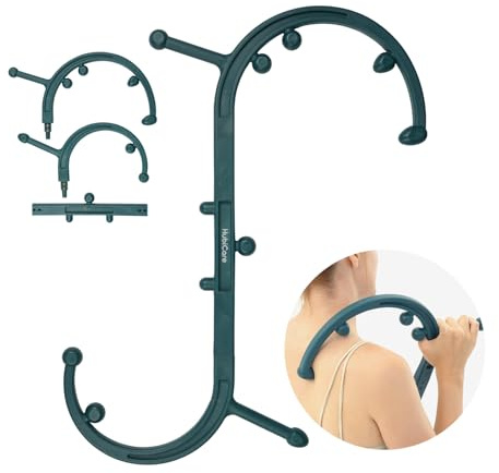 HubiCare Massagestab, Massage-Triggerpunkt, Körpertiefengewebe, Handgriff, Rücken, Nacken, Schulter, Beine und Füße, Muskelentlastungswerkzeug, Selbstmassage-Hakenstab für Frauen und Männer (Grün)