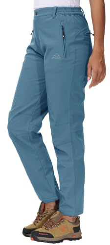 YSENTO Damen Softshellhose Winter Wanderhose Skihose wasserdichte Warm Gefüttert Thermohose Outdoorhose Trekkinghose