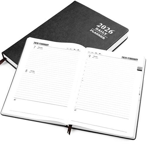 Kesote Terminplaner 2026, Buchkalender A4 Wochenplaner Leder Kalender Terminkalender Hardcover Wochenkalender, 1 Tag 1 Seite