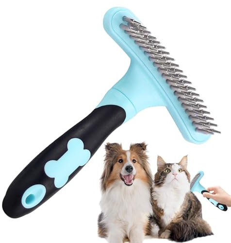 Hundeharke für die Fellpflege - Unterwollharke Hund | Unterwollbürste Hund | Hunde-Unterwollharke, Unterwollbürste für Hunde und Katzen | Extra breiter Entfilzungsunterwoll-Rechen Kamm mit
