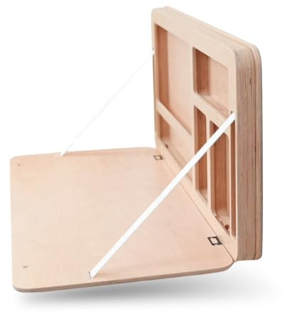 Nordestic Wandtisch klappbar 80 x 40,5X 5,5cm, Stabiler Klappschreibtisch mit Laptopfach für 7-16 Zoll, platzsparender Holz Schreibtisch aus FSC-Holz, einfache Montage, 45kg Tragkraft (Natur)