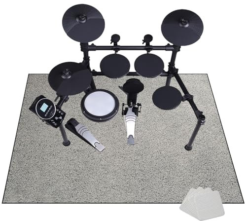 JaevKwzy Schallschutz Teppich - Schallschutzmatte - Elektronisch Schlagzeug Teppich Snare Drum Rug 140 x 120 cm - Drum-Teppich - rutschfeste Trommelmatte - Schalldicht Teppiche