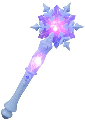 DOITOOL Baguette magique flocon de neige lumineuse avec son pour enfants filles princesse fête d'anniversaire (bleu ciel)