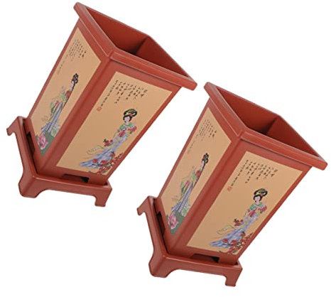 Toddmomy 2ensembles Pots De Fleurs Résine pour Orchidées Lot Plateau Et Couvercle De Filtration Design Simple Et Élégant pour Intérieur pour Plantes Saines Et Décoratives