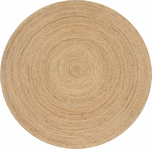 GULAAL ART Round Jute Rug 4ft Natural Handwoven Boho Area Carpet for Living Room Bedroom and Lounge Eco Friendly Rustic Floor Mat