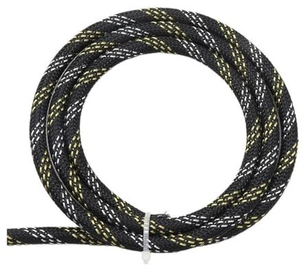 Cmis Kbei 1/2/3/5/10/20/30/50 m, isolierte PET-Geflechthülse, erweiterbar, hochdichter Kabelmantel, Schutzgeflecht für Drähte, 6 mm, Schwarz, Gold, Silber, 6 mm