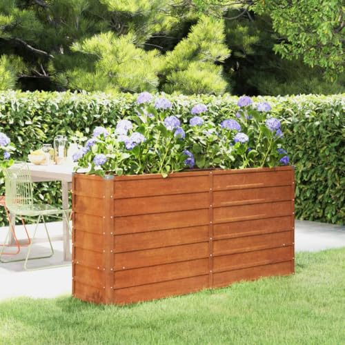 Tomostar Lit de Jardin Surélevé, Jardinière Potager de Jardin Bac à Plant rouillé 160x40x77 cm Acier corten
