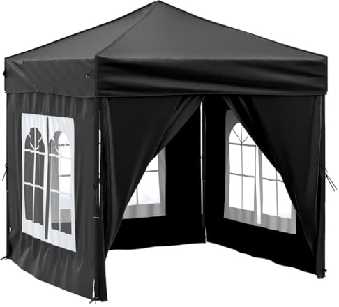 Tonnelle de Jardin Pliable, Tente de Réception Pavillon Barnum de Jardin avec parois Noir 2x2 m