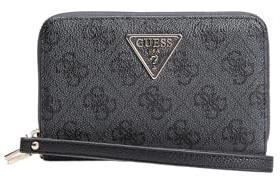GUESS Porte-Monnaie Laurel II SLG Medium Double Zip Wallet Coal Logo Gris foncé