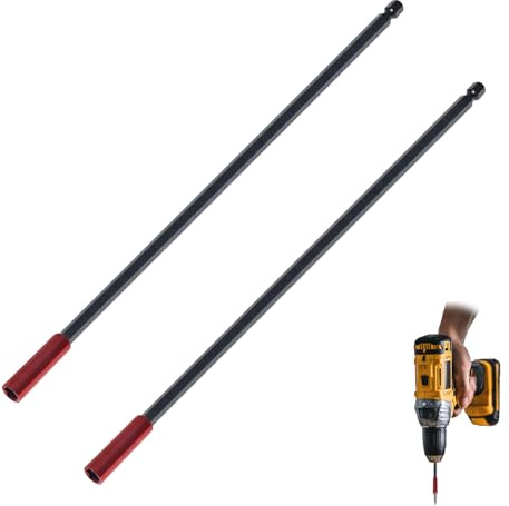 2 PCS Magnetic Drill Bit Extension Holder, 300mm 12inch Long Drill Bit Extender with Strong Magnet Shank Hand-Held 1/4 inch Quick-Change Hex Shank Steel Screwdriver Extension for Impact Driver