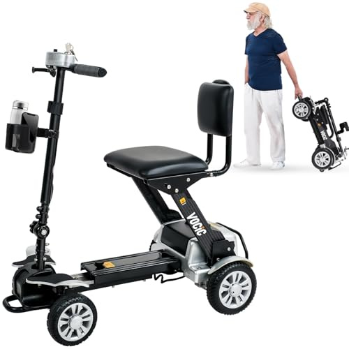 VOCIC D71 Elektromobil klappbar leicht für Senioren 21KG,Kohlefaser Elektrischer Mobilitätsroller mit längenverstellbaren Rahmen bis 150KG,faltbar Flugzeugzertifizierung 20KM,5 Jahre (Silber)