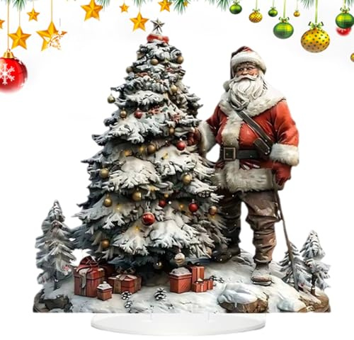 Figura Di Babbo Natale In Acrilico 2D - Decorazione Natalizia Durevole E Resistente Ai Raggi UV | Collezione Impermeabile Per Interni, Tavolo, , Davanzale, Ufficio, Sala Da Pranzo E Accenti Fest
