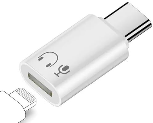 Dosanjh Compatible Lightning to USB C Audio Adapter with Mic – Audio & Mic Connector for iPhone 17/16/15 Pro Max Plus, iPad Pro/Air, Supports Lavalier Microphone, Speakers – Works Only for Audio