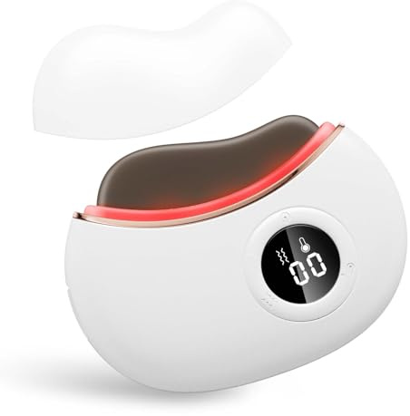 EMS Gua Sha, gesichtsmassagegerät mit 9 Wärme- und Vibrationsmodi, 40°C-55°C heißes Lichttherapie-ems gerät gesicht für Anti-Aging, Lifting und Straffung schlaffer Haut