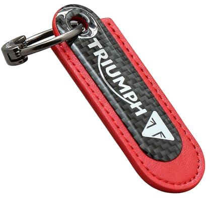 Llavero de Motocicleta de Cuero de Microfibra Fibra de Carbono para Triumph Moto Fibra de Carbono Llaveros Resistente Duradero Regalos de Moto Accesorios,Red-A