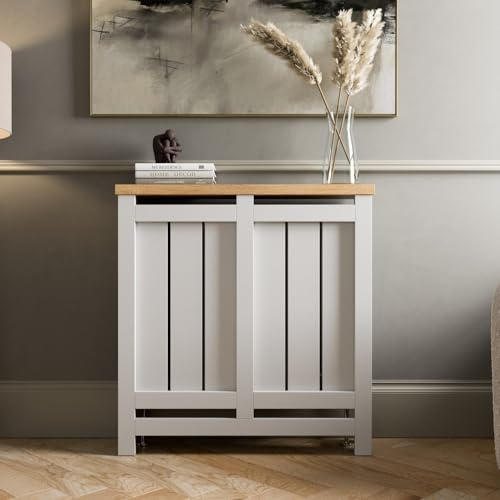 DuraTherm® Stratford Radiator Cover White Modern Vertical Slat Shelves MDF Cabinet Shelf for Radiators, Living Rooms, Bedrooms, Small (W: 78cm / H: 81.5cm / D: 19cm)