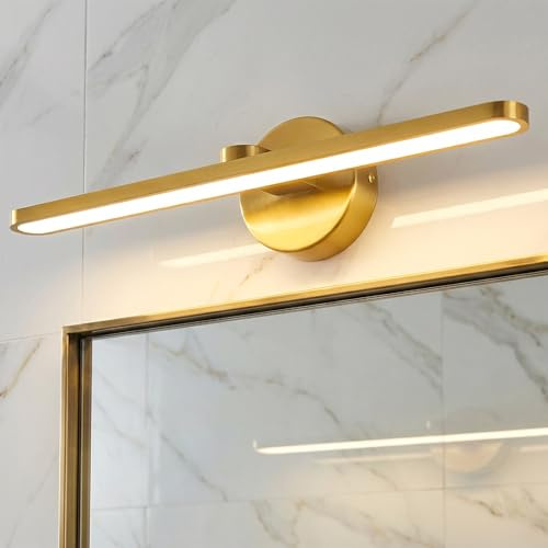 OSYNNIQ Bathroom Over Mirror Light, 12W 3000K Warm LED Light Mirror Lamp IP44 Shaving& Make Up Light Above Bathrooms Picture Lights for Living Room Brass