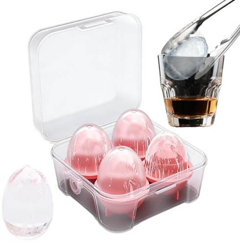 Silicone Moulds, Portable 4-Piece Non-Stick Egg Shaped Tray for Party, Pool, Kitchen, Picnic, Camping, Drinks such as Whisky, Lemonade and