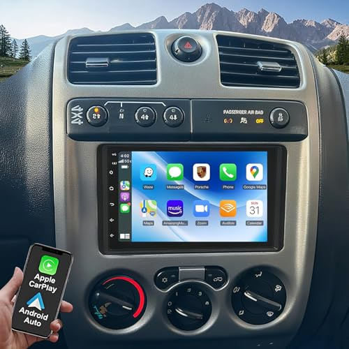 10.1'' DAB Double Din Car Stereo for 2004 2005 2006 Chevy Colorado, Carplay Android Auto GPS Navi Head Unit with DVR Bluetooth WiFi RDS SWC Split Screen Backup Camera