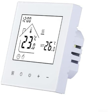 Termostato de caldera montado en la pared, panel de termostato de calefacción de suelo eléctrico y caldera, temporizadores semanales programables IP20 carcasa ignífuga, 86x86 mm (calefacción de