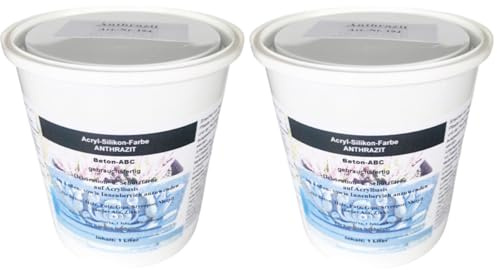 2 L Beton Farbe Anthrazit-Hochwerige Boden Farbe für ca. 12-15 m² (pro Anstrich) Acryl Silikon, flüssig, auch für Nassbereich
