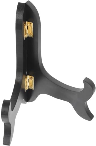 GLSTOY Porta Piatti da Esposizione in Legno Nero Multi Funzionale, Stand Decorativo per Piatti e Foto da Tavolo, Salvaspazio per Mostrare Oggetti Stile