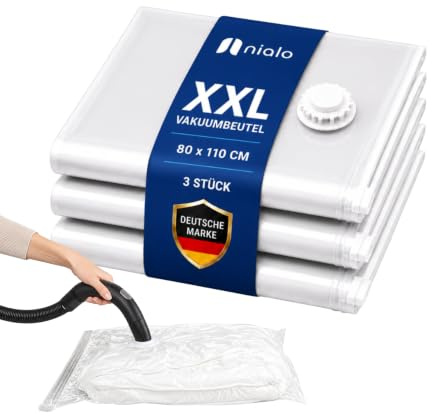 XXL Vakuumbeutel 110x80 cm für Kleidung & Bettdecken zur Aufbewahrung | Vacuum Bags for Clothing luftdicht, platzsparend für Sommer- & Winterkleidung Vakuumierbeutel für Bettwäsche
