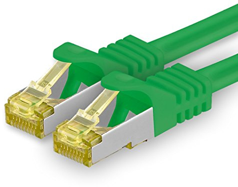 1aTTack.de Câble Réseau Cat7 Cat 7 10 GB/s SFTP - 1x 0,5m - RJ45 Ethernet LAN DSL Routeur Modem - Vert