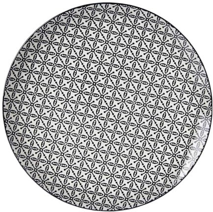 Ritzenhoff & Breker Takeo Leaves Speiseteller, 26 cm, Runder Teller mit vollflächigem Dekor, Skandinavisches Design, Mix-&-Match-Geschirr, Porzellan, Weiß und Schwarz