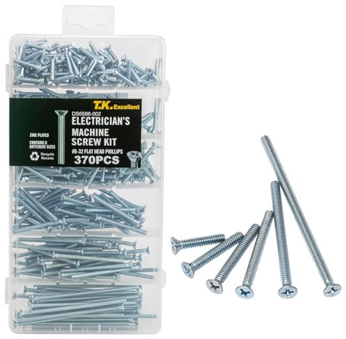 T.K.Excellent Flat Head Phillips # 6–32 Elektriker Maschinenschraube Kit, 370 PCS