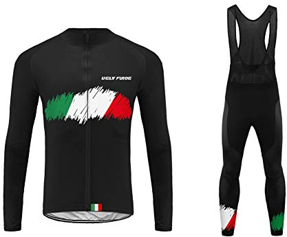 UGLY FROG Radtrikot Anzug Tarnung Bunt Outdoor Sports MTB männlich Gemütlich Radtrikot Langarm Herren Set Fahrradbekleidung Winter Thermo with Lange Hosen Gel Pad
